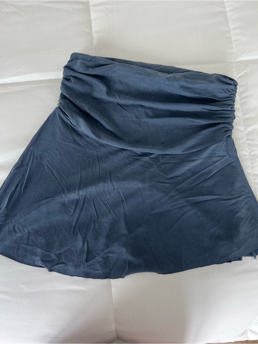 Zara Navy Blue Ruched Waist Skater Skirt